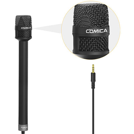 Comica Audio HRM-S Micrófono Cardioide de Mano para Smartphones con Cable de 11.5 pies y Mic Flag