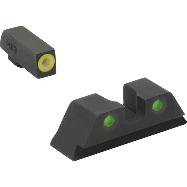 Meprolight HVS Mira para Glock 9mm Tritio Amarillo Verde Dual