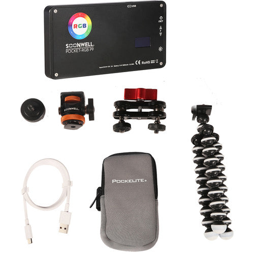 SOONWELL P9 12W RGB Luz Led de Bolsillo 2500-9000K con Mini Trípode y Funda