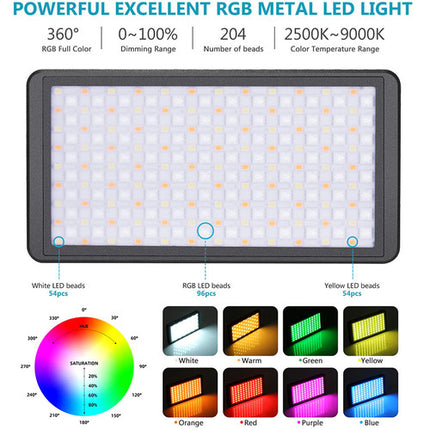 SOONWELL P9 12W RGB Luz Led de Bolsillo 2500-9000K con Mini Trípode y Funda