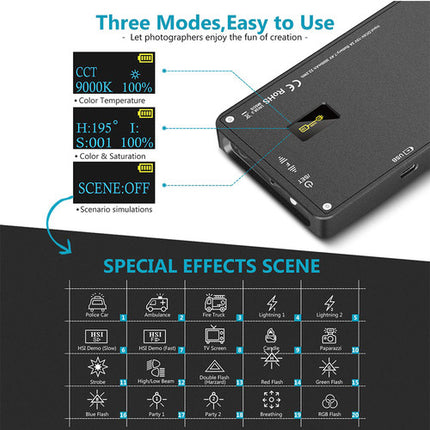 SOONWELL P9 12W RGB Luz Led de Bolsillo 2500-9000K con Mini Trípode y Funda