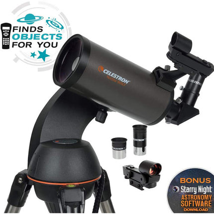 Celestron NexStar 90SLT Telescopio Maksutov-Cassegrain 90mm 1250mm f14 con Montura Motorizada y Trípode Acero Inoxidable