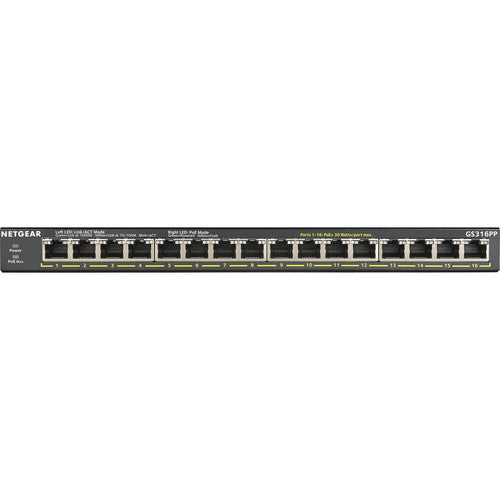 Netgear GS316PP Switch no gestionado 16 puertos Gigabit PoE+ con montaje en pared