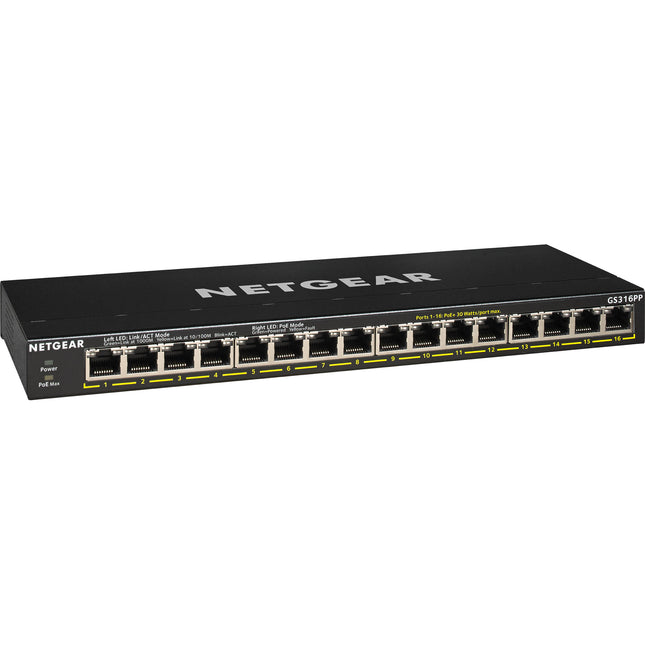 Netgear GS316PP Switch no gestionado 16 puertos Gigabit PoE+ con montaje en pared