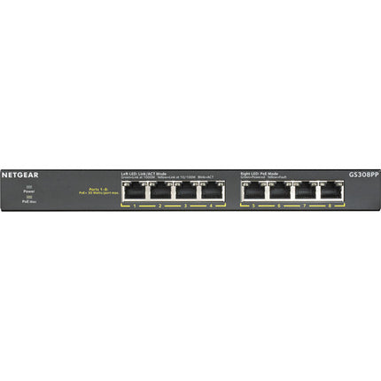 Netgear GS308PP Conmutador 8 Puertos Gigabit PoE+ No Administrado 16Gbps