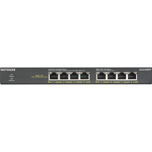 Netgear GS308PP Conmutador 8 Puertos Gigabit PoE+ No Administrado 16Gbps