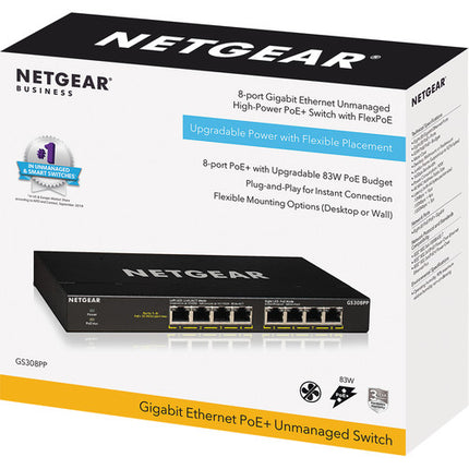Netgear GS308PP Conmutador 8 Puertos Gigabit PoE+ No Administrado 16Gbps