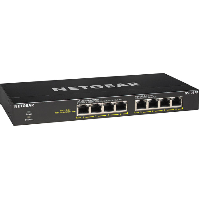 Netgear GS308PP Conmutador 8 Puertos Gigabit PoE+ No Administrado 16Gbps