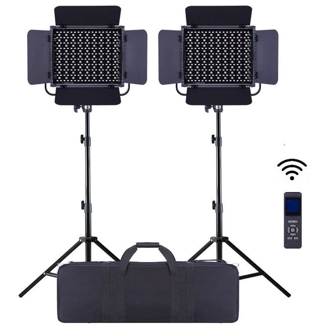 CamBee Professional RGB 600 Panel Kit de Iluminación con 2 Luces 6.56' Tripiés y Control Remoto