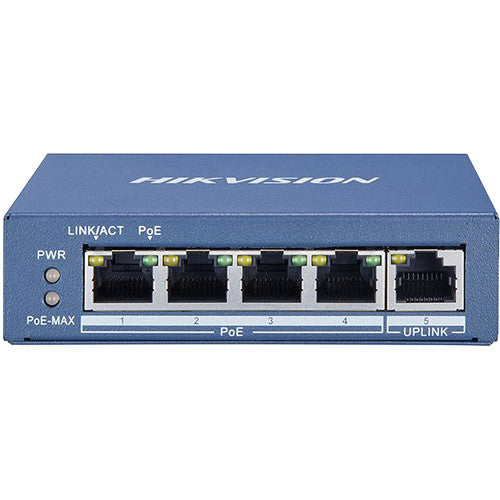 Hikvision DS-3E0505P-E Switch de Red Gigabit 4 Puertos PoE 10Gbps