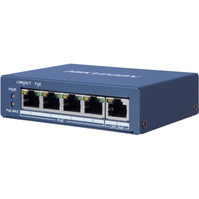 Hikvision DS-3E0505P-E Switch de Red Gigabit 4 Puertos PoE 10Gbps