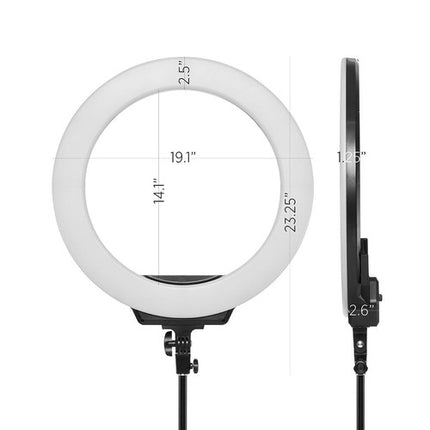 Fovitec Bi-Color LED 19 Ring Light luz anular 3200-6500K y soporte 6.25'