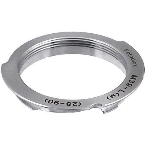 Adaptador FotodioX M39 a cámara Leica M con líneas de encuadre 28mm 90mm y enfoque infinito