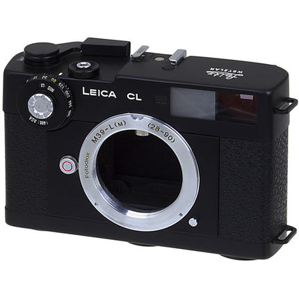 Adaptador FotodioX M39 a cámara Leica M con líneas de encuadre 28mm 90mm y enfoque infinito