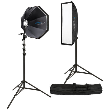 Westcott Rapid Box Switch Kit Iluminación 26" Octa 10x24" Softbox 8' Stands