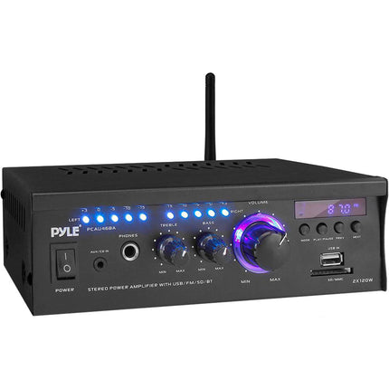 Pyle Pro PCAU46BA Receptor de Audio Estéreo Bluetooth 120W RCA Aux USB