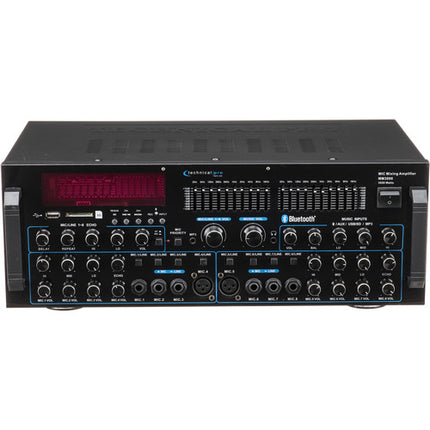 Technical Pro MM3000 Amplificador de Micrófono 3000W 8 Entradas Bluetooth USB SD