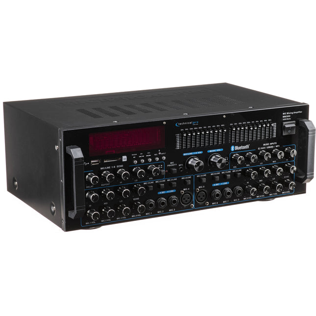 Technical Pro MM3000 Amplificador de Micrófono 3000W 8 Entradas Bluetooth USB SD