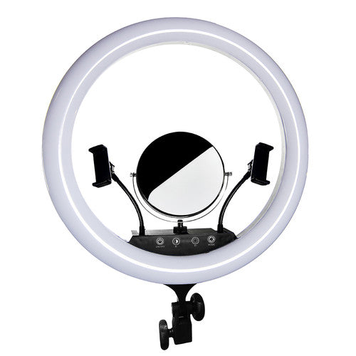 Savage Vlogger Aro de Luz LED Bi-Color 17" 2050 Lúmenes 2700-5700K con Espejo 6" y Brazos Flexibles