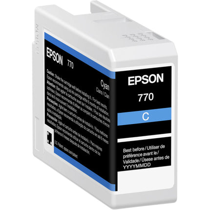 Cartucho de Tinta Cian Epson 770 UltraChrome PRO10 25mL para Impresora Fotográfica SureColor P700 33 cm