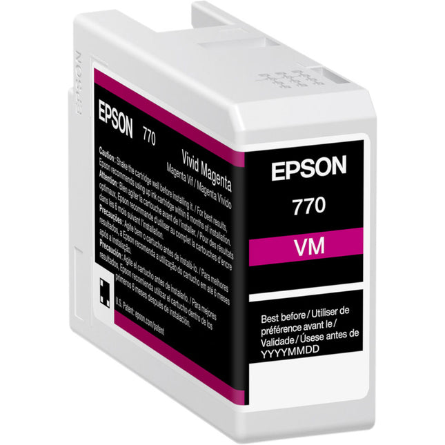 Epson 770 UltraChrome PRO10 Cartucho de Tinta Magenta Vivo 25mL para Impresora Fotográfica SureColor P700 13"