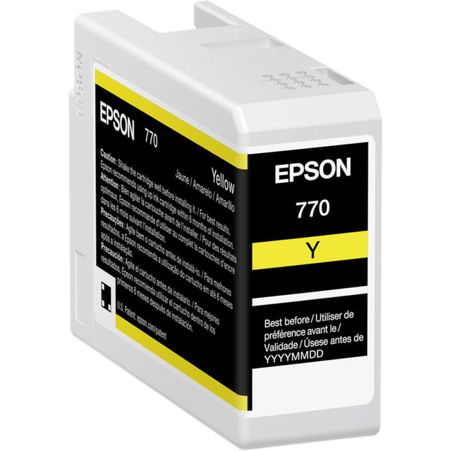 Epson 770 UltraChrome PRO10 Cartucho de Tinta Amarilla 25mL para Impresora Fotográfica SureColor P700