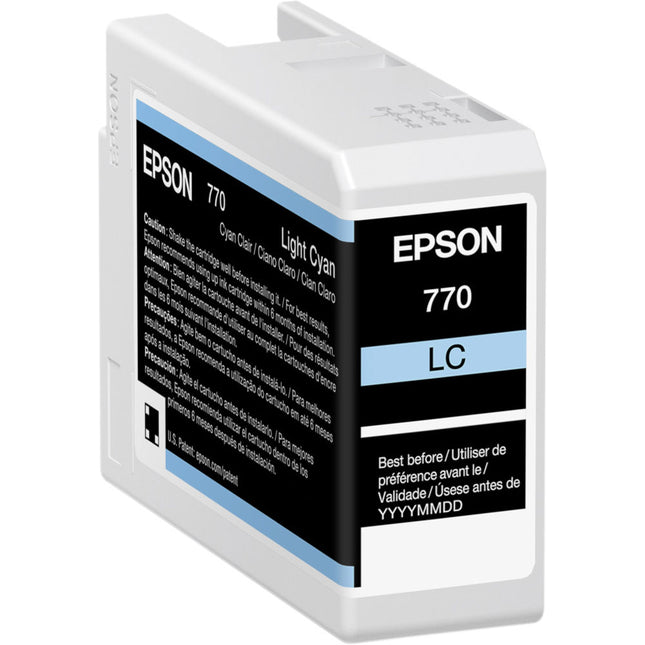 Epson 770 UltraChrome PRO10 Cartucho de Tinta Cyan Claro 25mL para Impresora Fotográfica SureColor P700 13"