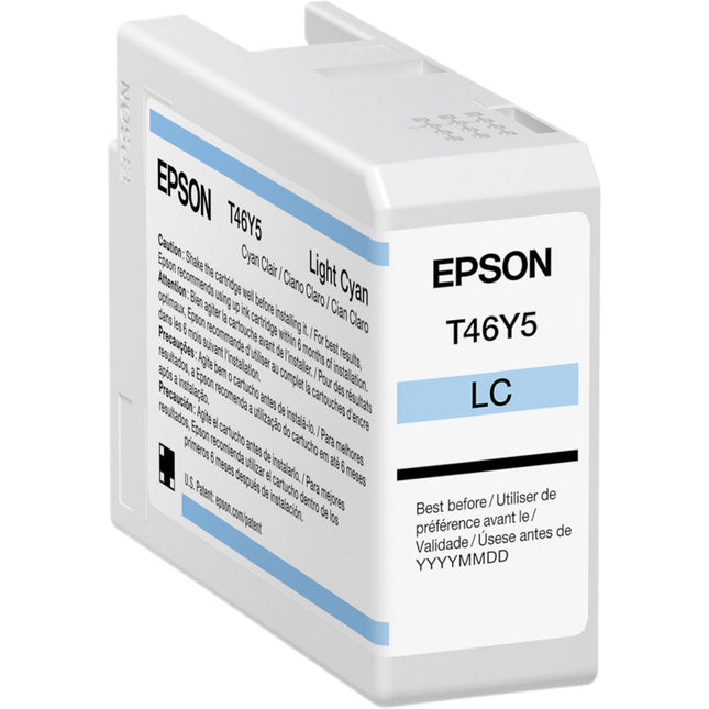 Cartucho de tinta Epson T46Y Light Cyan UltraChrome PRO10 50mL para impresora fotográfica SureColor P900 17 pulgadas
