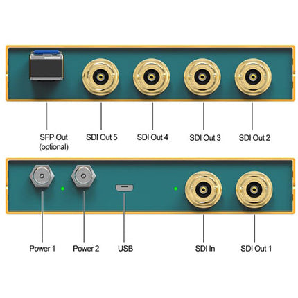 AVMATRIX SD1151-12G Amplificador de Distribución 12G-SDI 1x5 con Entrada BNC y Fuente 5V
