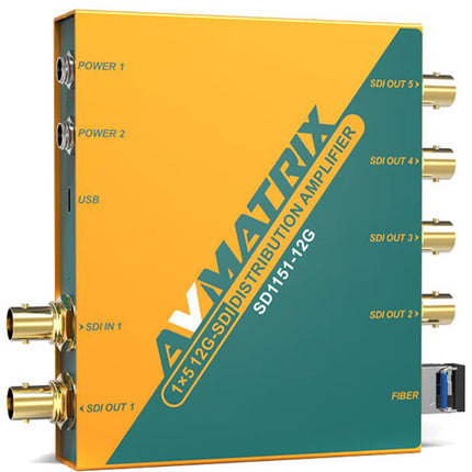 AVMATRIX SD1151-12G Amplificador de Distribución 12G-SDI 1x5 con Entrada BNC y Fuente 5V
