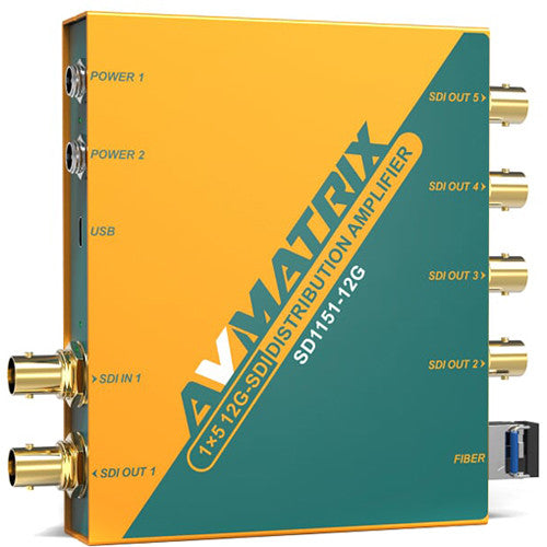 AVMATRIX SD1151-12G Amplificador de Distribución 12G-SDI 1x5 con Entrada BNC y Fuente 5V