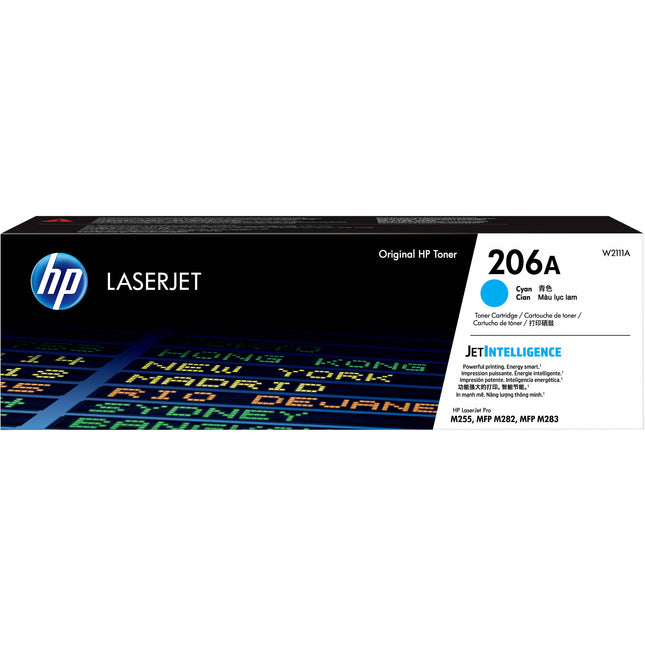 HP 206A Cartucho Toner Cian LaserJet Capacidad Estándar 1250 páginas para MFP M255dw M283fdw