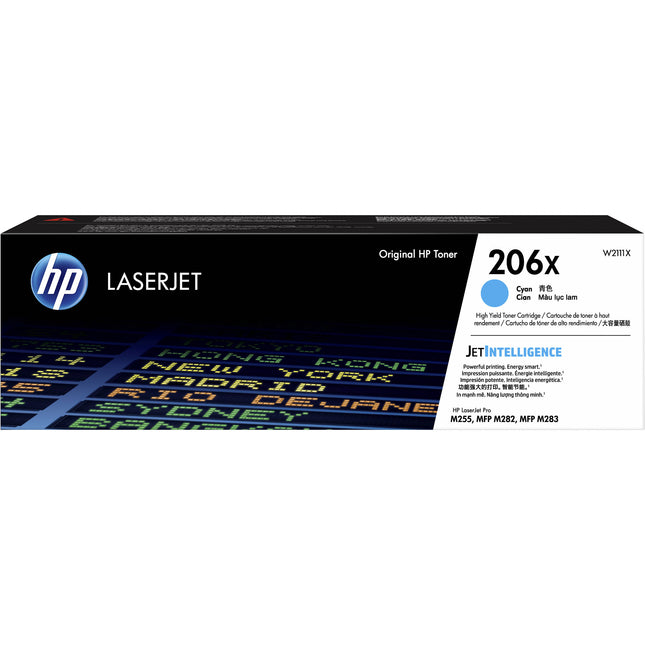 HP 206X Cartucho de tóner láser cian rendimiento 2450 páginas para impresoras M255dw M283fdw