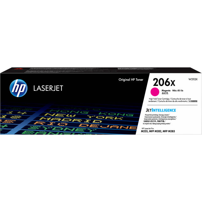 Cartucho de tóner láser magenta HP 206X alta capacidad 2450 páginas para M255dw M283fdw