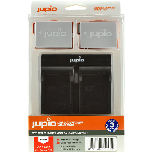Jupio Juego de 2 Baterías LP-E8 1120mAh y Cargador Dual USB