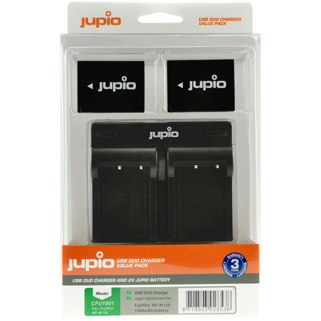 Jupio Pack Doble Baterías NP-W126S 1260mAh Cargador Dual USB