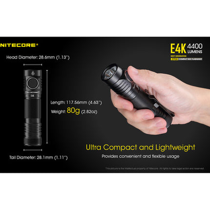 Nitecore E4K Linterna LED Recargable 4400 lúmenes 21700 Li-Ion USB-C