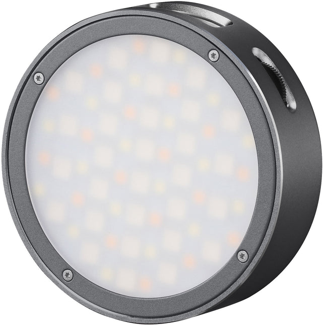 Godox Round Mini RGB LED Luz Magnética Gris con Temperatura 2500-8500K y 14 Efectos Especiales
