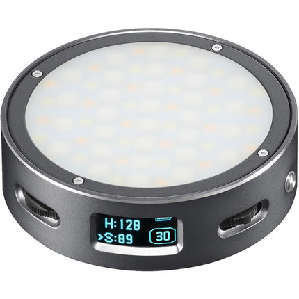 Godox Round Mini RGB LED Luz Magnética Gris con Temperatura 2500-8500K y 14 Efectos Especiales