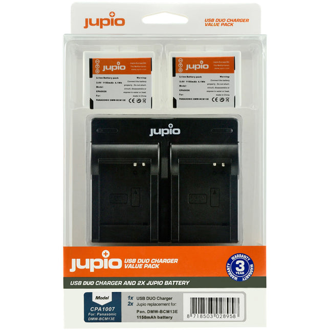 Jupio Pack de Baterías DMW-BCM13E 1150mAh con Cargador Dual USB
