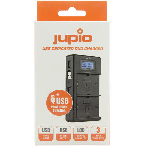 Jupio Cargador Doble USB para Baterías Canon LP-E12 con Pantalla LCD y Powerbank