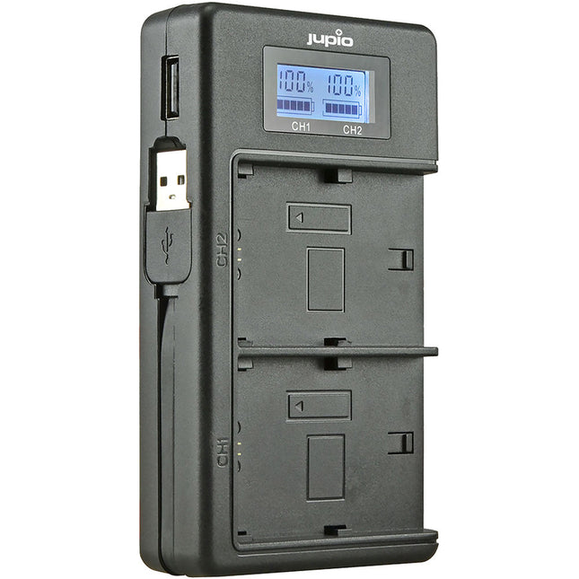 Jupio Cargador Doble USB para Baterías Canon LP-E12 con Pantalla LCD y Powerbank