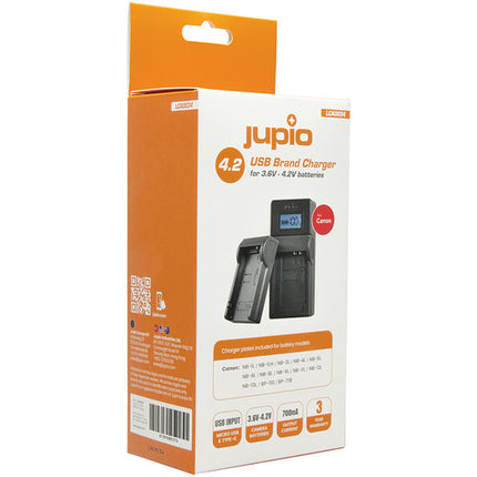 Jupio Kit Cargador USB para Baterías Canon 3.6 a 4.2V 700mA Pantalla LCD