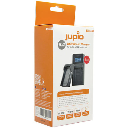 Jupio Kit de Cargador USB para Baterías Canon 7.2 a 8.4V 700mA con Pantalla LCD
