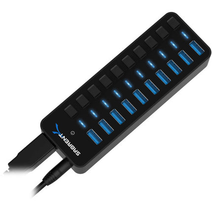 Sabrent 10 Puertos Hub USB 3.0 5 Gb/s con Interruptores y Adaptador