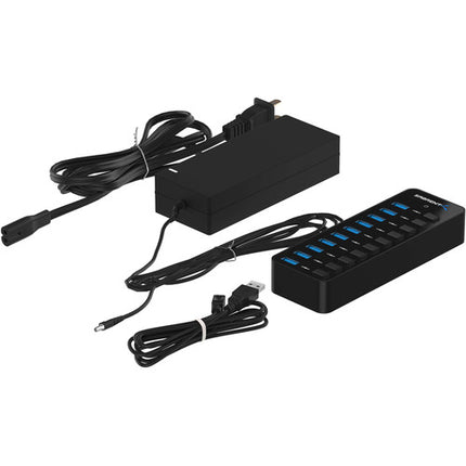 Sabrent 10 Puertos Hub USB 3.0 5 Gb/s con Interruptores y Adaptador