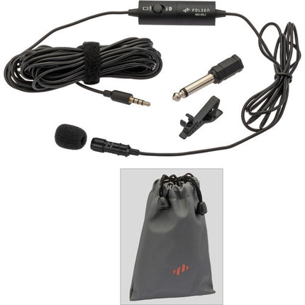 Polsen MO-IDL1-MK2 Micrófono Lavalier Omnidireccional para DSLR Smartphones 20 pies cable batería incluida