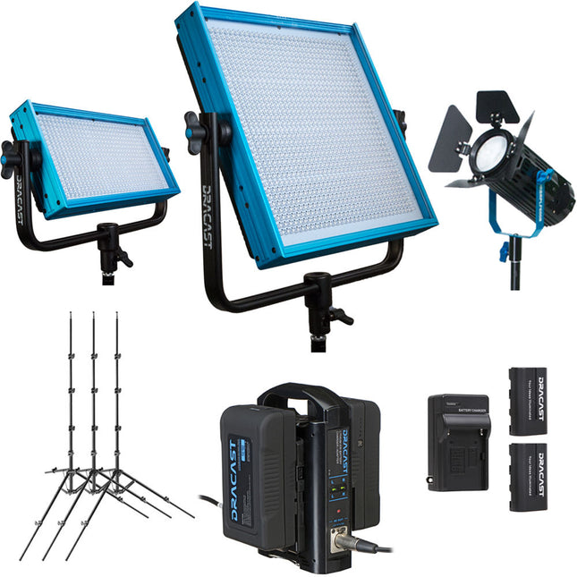 Dracast Remote Newsroom Studio Kit de Luz Bi-Color con LEDs 1000 Pro y 500 Pro V-Mount