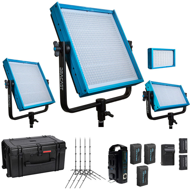 Dracast Remote Newsroom Kit Iluminación LED Daylight Paneles V-Mount 6' Soportes Estuche Impermeable