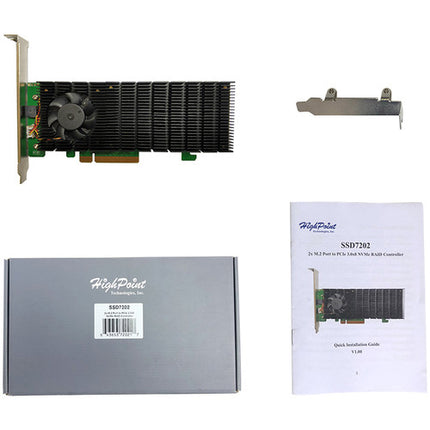 HighPoint SSD7202 Controladora RAID M.2 NVMe PCIe 3.0 x8 7000 MB/s Low-Profile